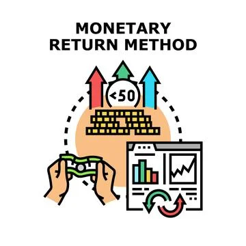 Monetary return method visualizing financial profit and investment 스톡 일러스트