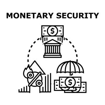 Monetary security flat line vector concept illustration Stock Illustration