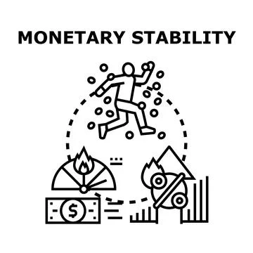 Monetary stability concept with person controlling finance Ilustración de archivo