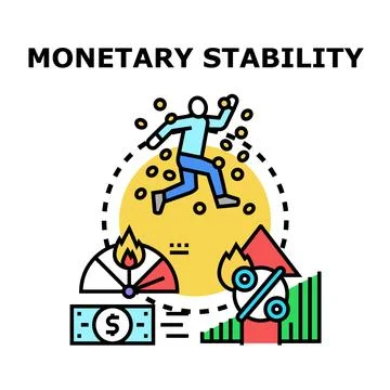 Monetary stability concept with person controlling finance Ilustración de archivo