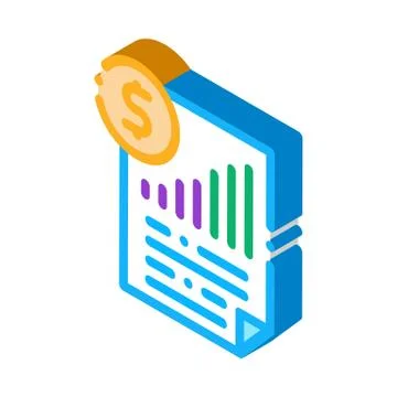 Monetary statement document isometric icon vector illustration Stock Illustration