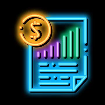 Monetary statement document neon glow icon illustration 스톡 일러스트