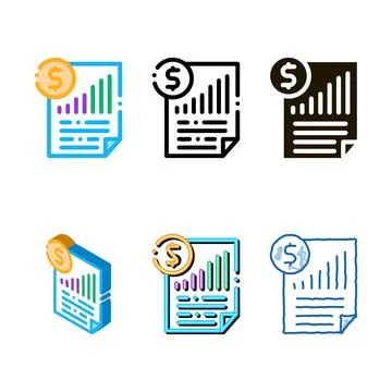 Monetary statement document range icon vector outline Stock Illustration