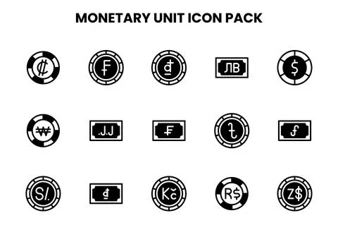 Monetary Unit DuoTone Bundle Icons Pack Stock Illustration