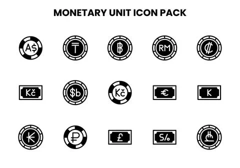 Monetary Unit DuoTone Bundle Icons Pack 库存插图
