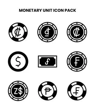 Monetary Unit DuoTone Set Icons Pack Stock Illustration
