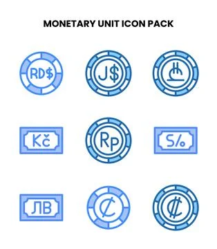 Monetary Unit Two Colour Graphics Icons Pack Illustrazione stock