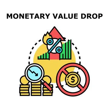 Monetary value drop concept representing financial crisis Stock Illustration