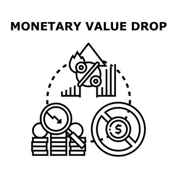 Monetary value drop concept representing financial crisis Stock Illustration