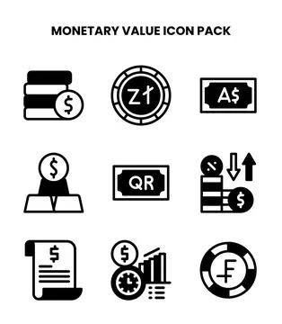 Monetary Value DuoTone Bundle Icons Pack Stock Illustration