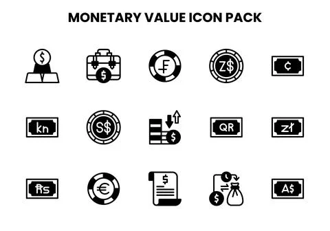 Monetary Value DuoTone Graphics Icons Pack Stock Illustration