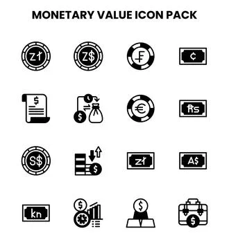 Monetary Value DuoTone Icons Pack Stock Illustration