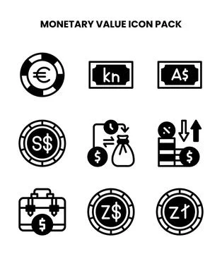 Monetary Value DuoTone Scalable Icons Pack Stock Illustration