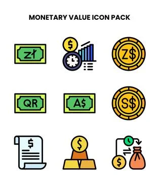 Monetary Value Lineal Color UI Icons Pack Stock Illustration