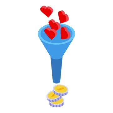 Monetization funnel icon, isometric style Stock Illustration