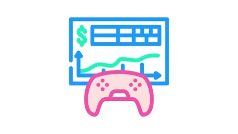 Monetization game development color icon animation Stock Footage 327266951