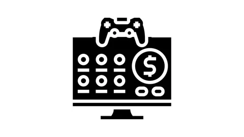 Monetization game development glyph icon animation Stock Footage 326152218