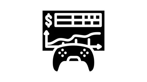 Monetization game development glyph icon animation Stock Footage 326742992