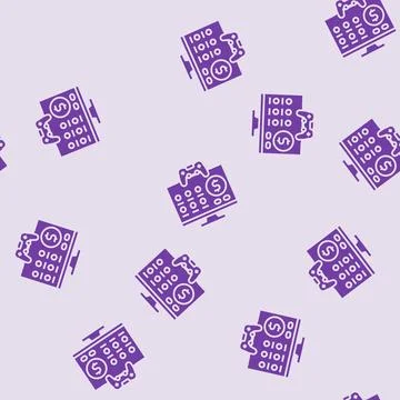 Monetization game development glyph seamless pattern Stock Illustration