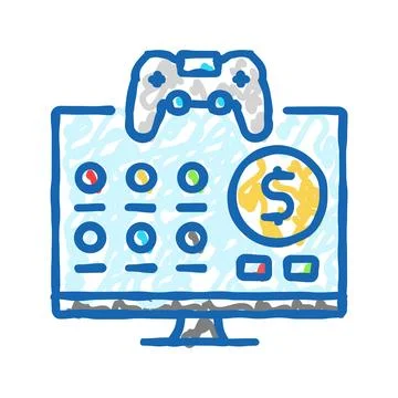 Monetization game development icon doodle illustration イラスト素材