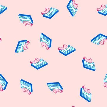 Monetization game development isometric icon seamless pattern Stock Illustration