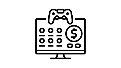 Monetization game development line icon animation Stock Footage 326131525