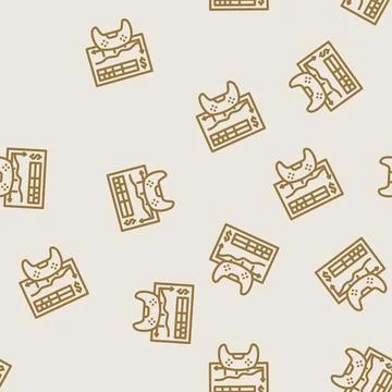 Monetization game development line vector seamless pattern Stock Illustration