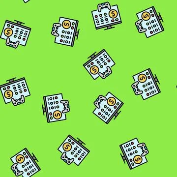 Monetization game development vector seamless pattern Stock Illustration