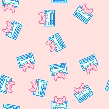Monetization game development vector seamless pattern Stock Illustration