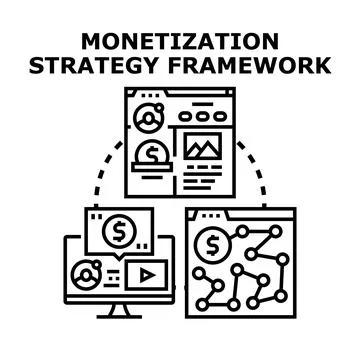 Monetization strategy framework for digital business income Stock Illustration