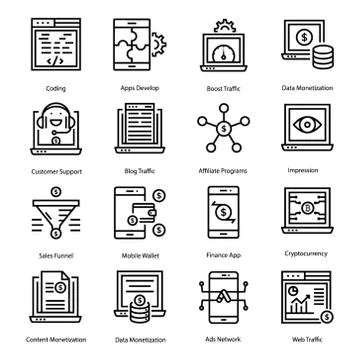 Monetize line Vectors Illustrazione stock