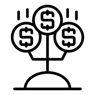 Monetize tree icon outline vector. Video money Stockillustratie