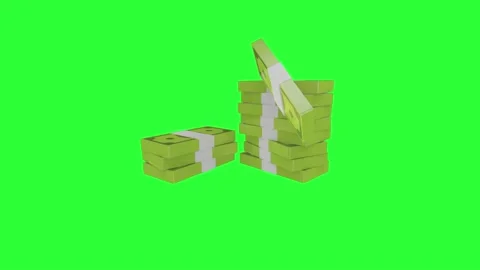 Money 3D Animation Green Screen 4K Stock Footage 158572071