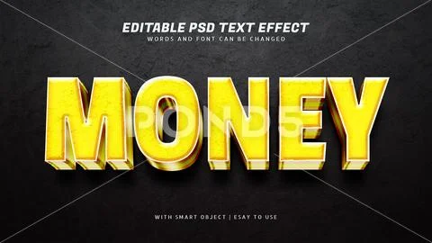 Money 3d yellow text effect editable Template PSD