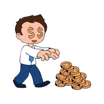 Money addicted character Stock Illustration