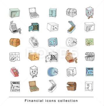 Money and Businessman icons set, hand drawn. Stock Illustration