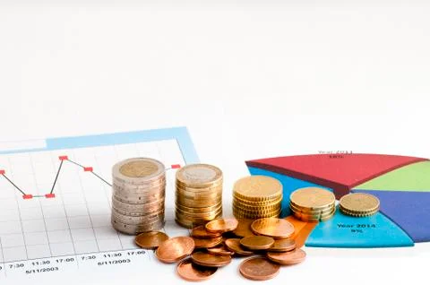 Money and chart Stock Photos