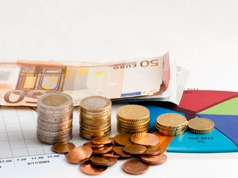 Money and chart Stock-Fotos