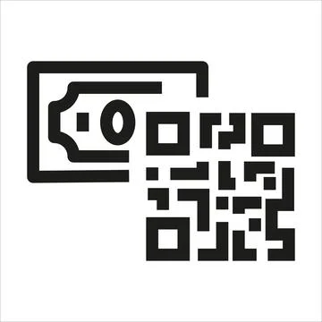 Money and code icon in outline style on white background. Illustrazione stock