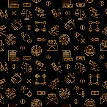 Money and Corruption vector concept creative line seamless pattern Illustrazione stock