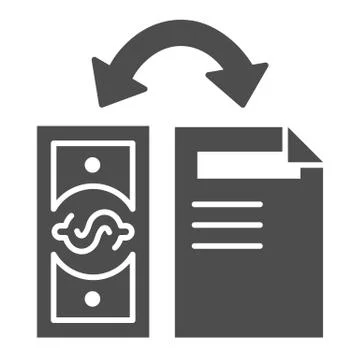 Money and document solid icon. Investments vector illustration isolated on white Illustrazione stock