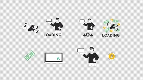 Money and financial performance loading 404 black and white line animations Stock Footage 347072795