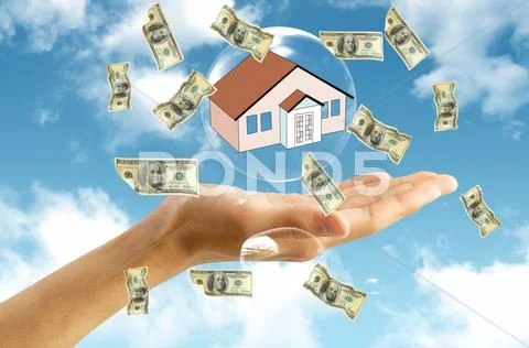 Money and house in hand Stock Illustration