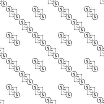 Money and Oil vector thin line seamless pattern Illustrazione stock