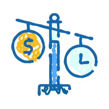 Money and time balancing on a scale concept Stock-Illustration