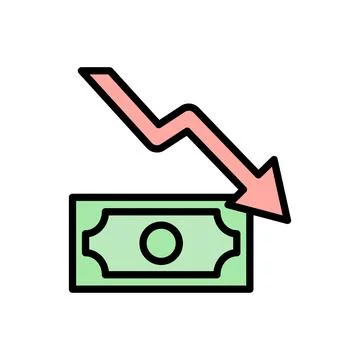 Money arrow chart icon. Simple color with outline vector elements of bankruptcy Illustrazione stock