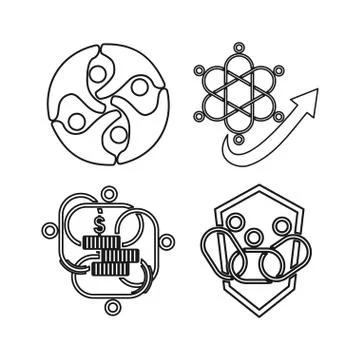 Money Arrow Shield Commitment Teamwork Together Outline Logo Stock Illustration