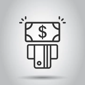 Money ATM icon in flat style. Exchange cash vector illustration on white isol Stock Illustration