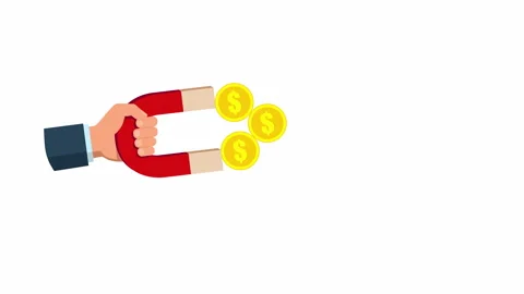 Money Attraction Concept with Magnet and Gold Coins Flat Illustration 库存影片 341436601