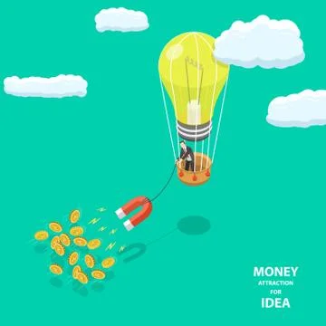Money attraction flat isometric low poly vector concept. Stock Illustration